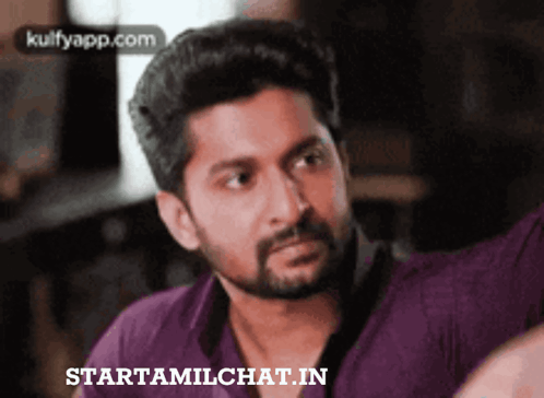 Man With Beard In Purple Shirt GIF