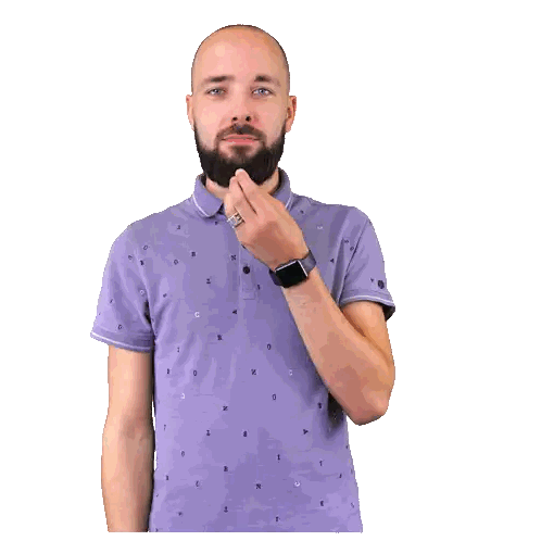 Man with Beard in Purple Shirt and Watch