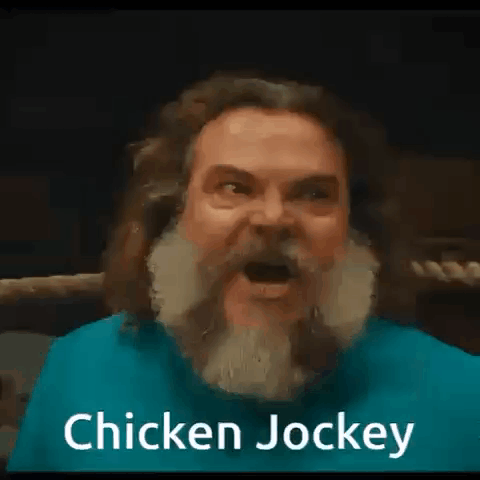 Man With Beard Making Funny Face Chicken Jockey GIF