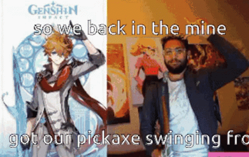 Man with Beard Next to Genshin Impact Character
