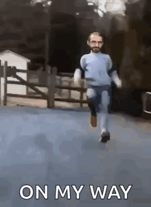 Man with Beard Running on Street