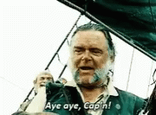 Man with Beard Saying Aye Aye Captain