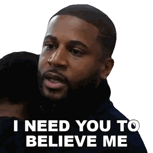 Man with Beard Saying Believe Me