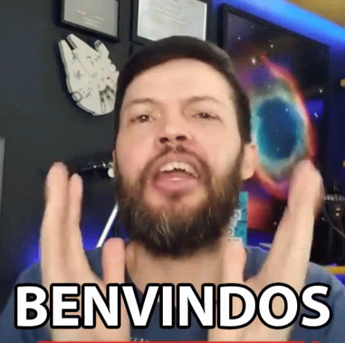 Man with Beard Saying Benvindos