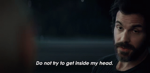Man With Beard Saying Do Not Try To Get Inside My Head