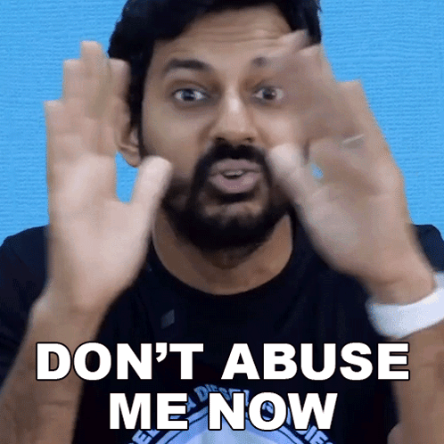Man With Beard Saying Don't Abuse Me Now With Hands
