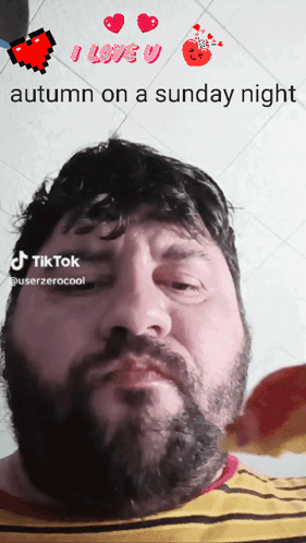 Man with Beard Saying I Love U Autumn