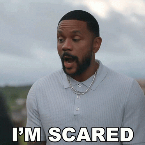 Man with Beard Saying I'm Scared