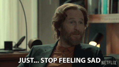 Man With Beard Saying Just Stop Feeling Sad