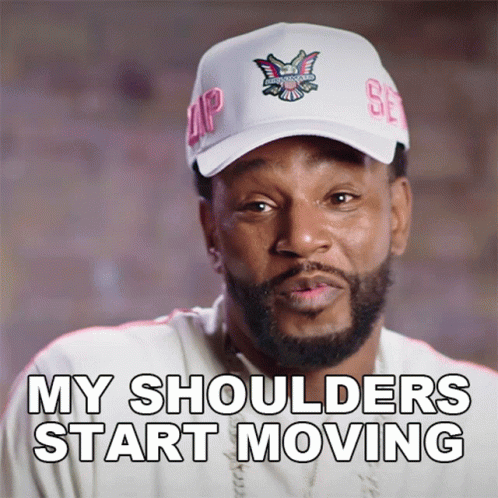 Man with Beard Saying My Shoulders Start Moving