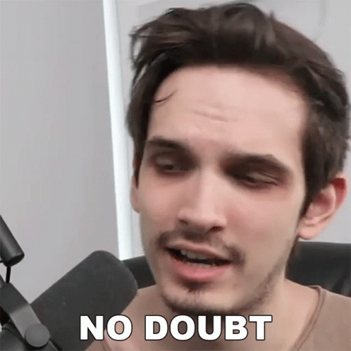 Man with Beard Saying No Doubt
