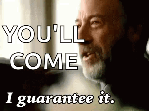 Man with Beard Saying You'll Come Guarantee