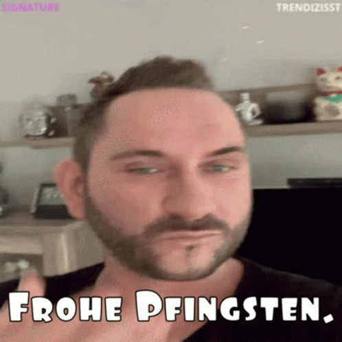 Man With Beard Says Frohe Pfingsten