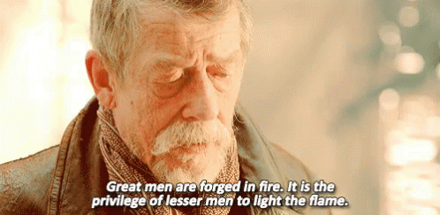 Man With Beard Says Great Men Are Forged in Fire