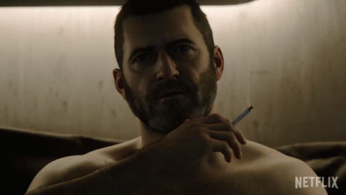 Man With Beard Smoking Cigarette GIF