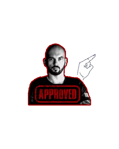 Man With Beard Surrounded by Approved Stamp