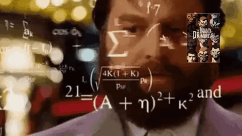 Man With Beard Surrounded by Math Equations a + n