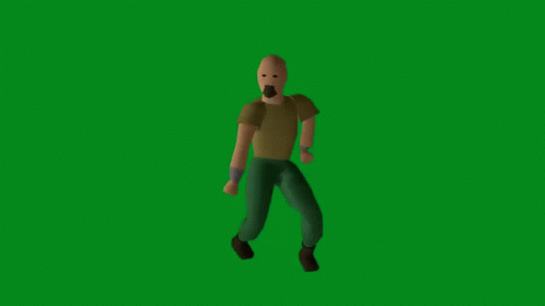 Man With Beard Walking on Green Background