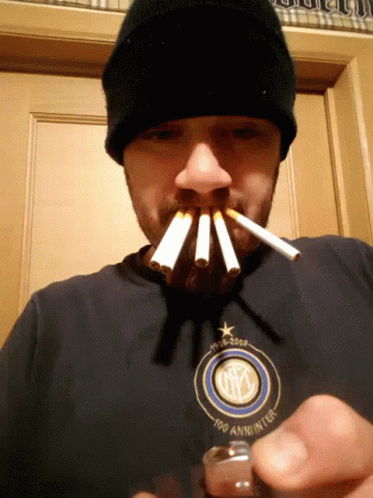 Man With Beard Wearing 100 Anni Inter Shirt GIF