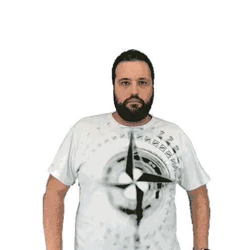 Man with Beard Wearing Compass Shirt