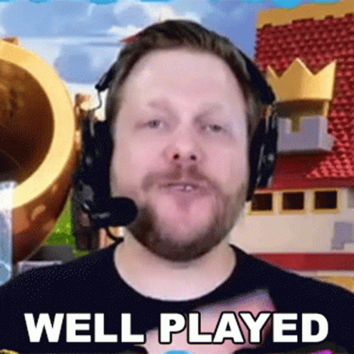 Man With Beard Wearing Headphones And Microphone Says Well Played GIF