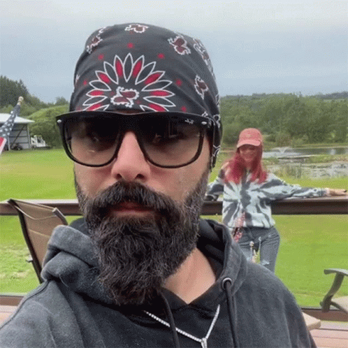 Man With Beard Wearing Sunglasses and Bandana With Letter B