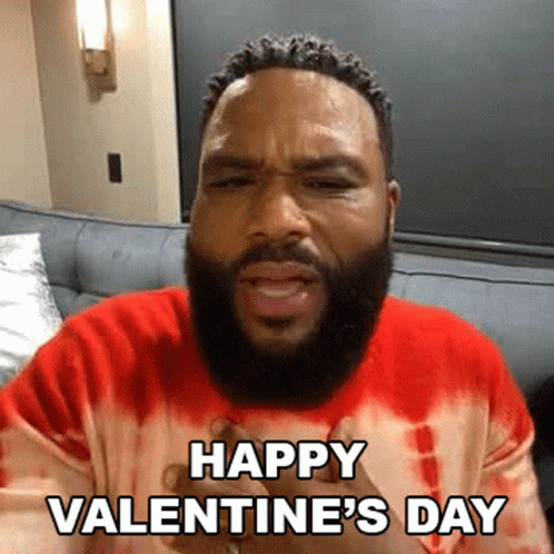 Man with Beard Wishing Happy Valentine's Day