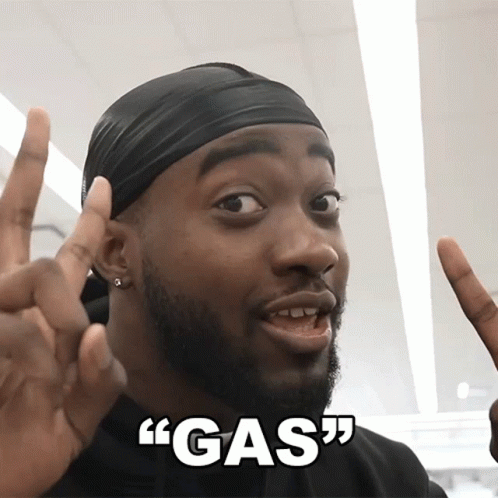 Man With Black Headband Says Gas GIF