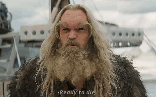 Man With Blonde Hair And Beard Says Ready To Die GIF