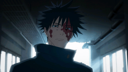 Man With Blood On Face In Dark Room GIF