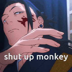 Man with Blood on Face Saying Shut Up Monkey