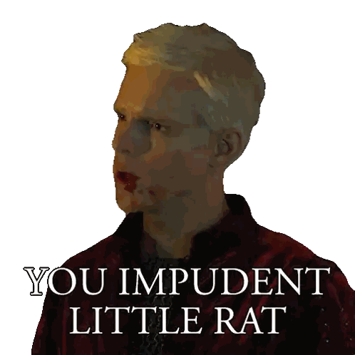Man with Blood on Face Saying You Impudent Little Rat