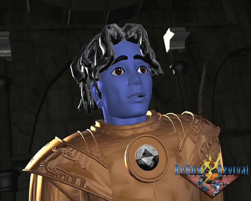 Man with Blue Face and Gold Armor Revival