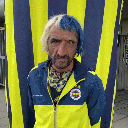 Man With Blue Hair And Beard Adidas Jacket GIF
