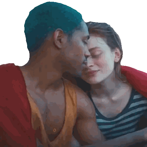 Man with Blue Hair Kissing Woman