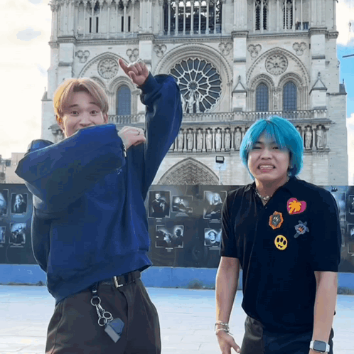 Man with Blue Hair Next to Another Man
