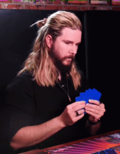 Man With Blue Paint Making Funny Face GIF