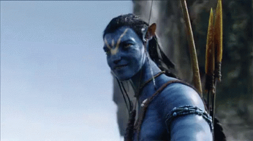 Man With Blue Paint On Face And Spear GIF