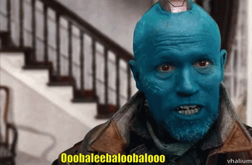 Man With Blue Paint Says Ooohaleebaloobaloo