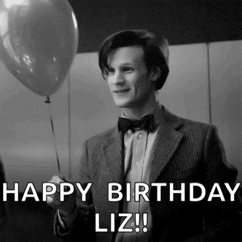 Man with Bow Tie Saying Happy Birthday Liz