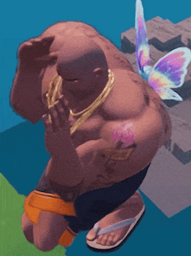 Man With Butterfly Wing and I Love You Chest Tattoo