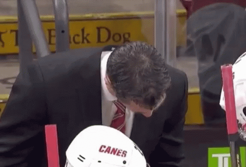 Man With Canes Helmet Sitting In Stands GIF