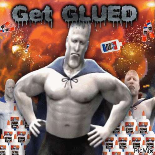 Man With Cape Surrounded By Glue GIF