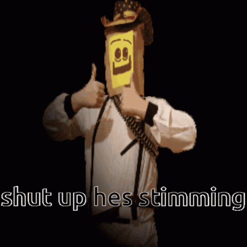 Man with Cardboard Box on Head Giving Thumbs Up