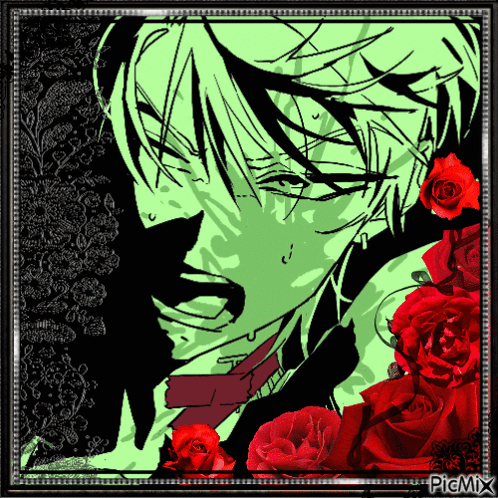 Man with Cat and Red Roses