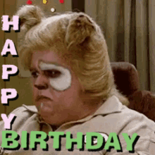 Man with Cat Ears Face Paint and Happy Birthday
