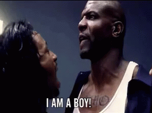 Man With Chest Tattoo Saying I Am A Boy GIF