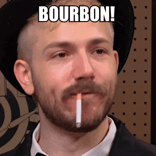 Man With Cigarette And Bourbon Text GIF