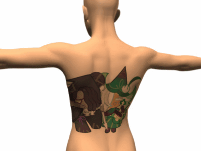 Man With Cookie Monster Back Tattoo GIF
