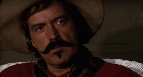 Man With Cowboy Hat And Mustache Says Bye GIF